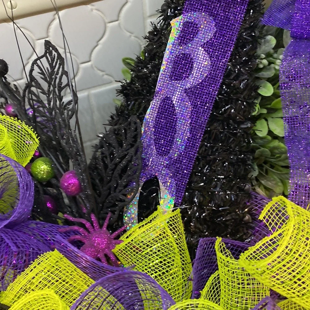 Halloween Witch hat Decor mesh Hamdmade door hanging spooky unique